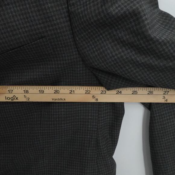 Peter Millar Jacket Mens 48R Gray Wool Gingham Plaid 2 Button Notch Double Vent - Picture 5 of 15